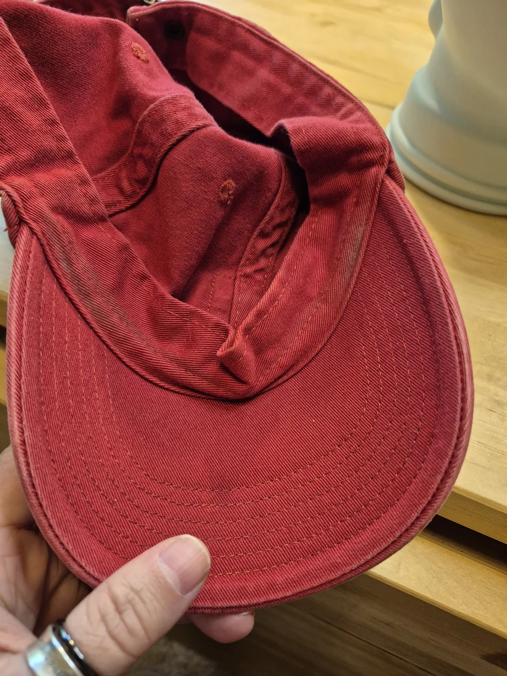 Banana Republic Red Baseball Cap with Navy Shield 'B' Patch